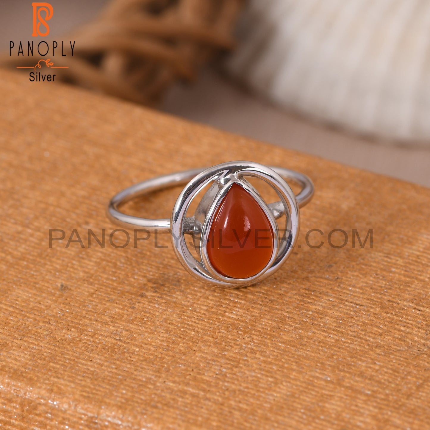 Carnelian Chalcedony 925 Stamp Silver Handmade Orange Ring