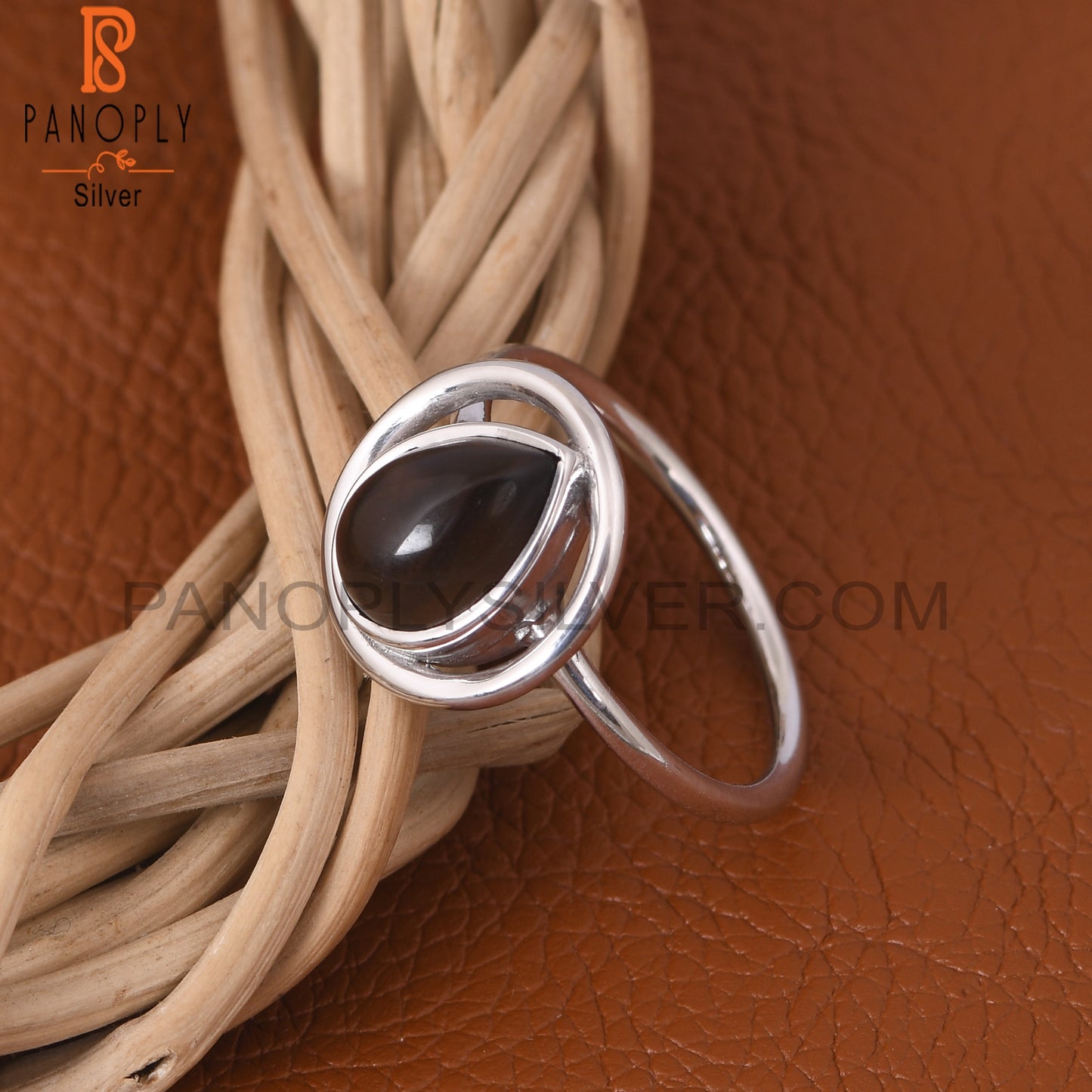 Smoky Quartz Gem 925 Silver Handmade Pear Ring