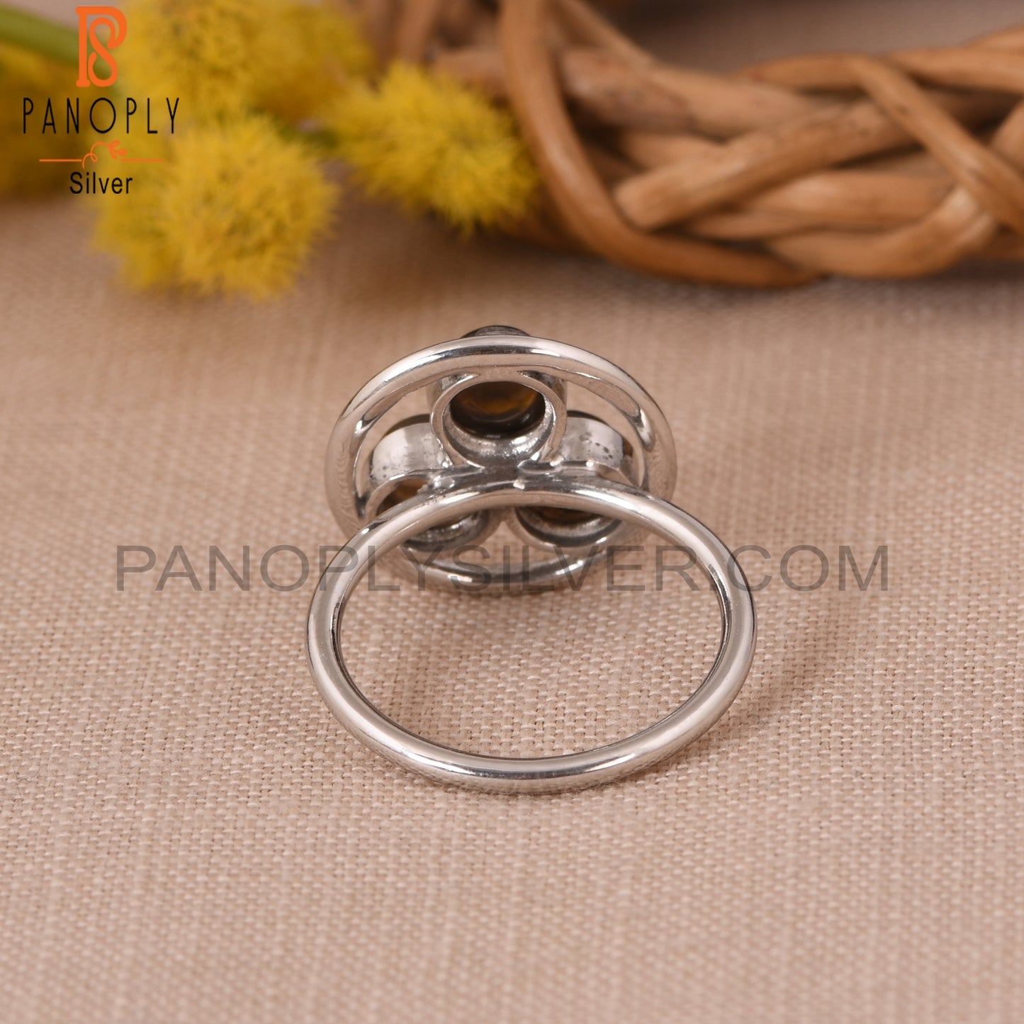 Natural Handmade Smoky Quartz Round Shape Rings