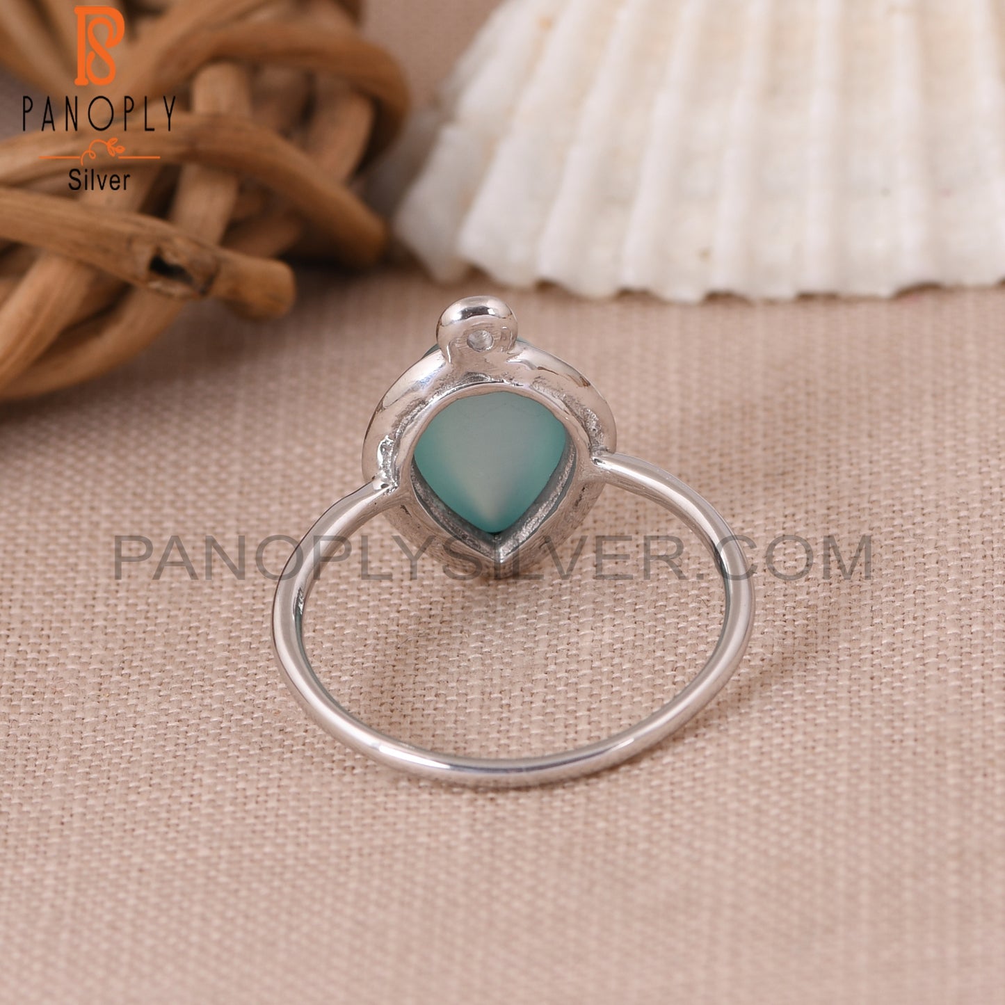 Aqua Chalcedony Gemstone Pear Rings For Women