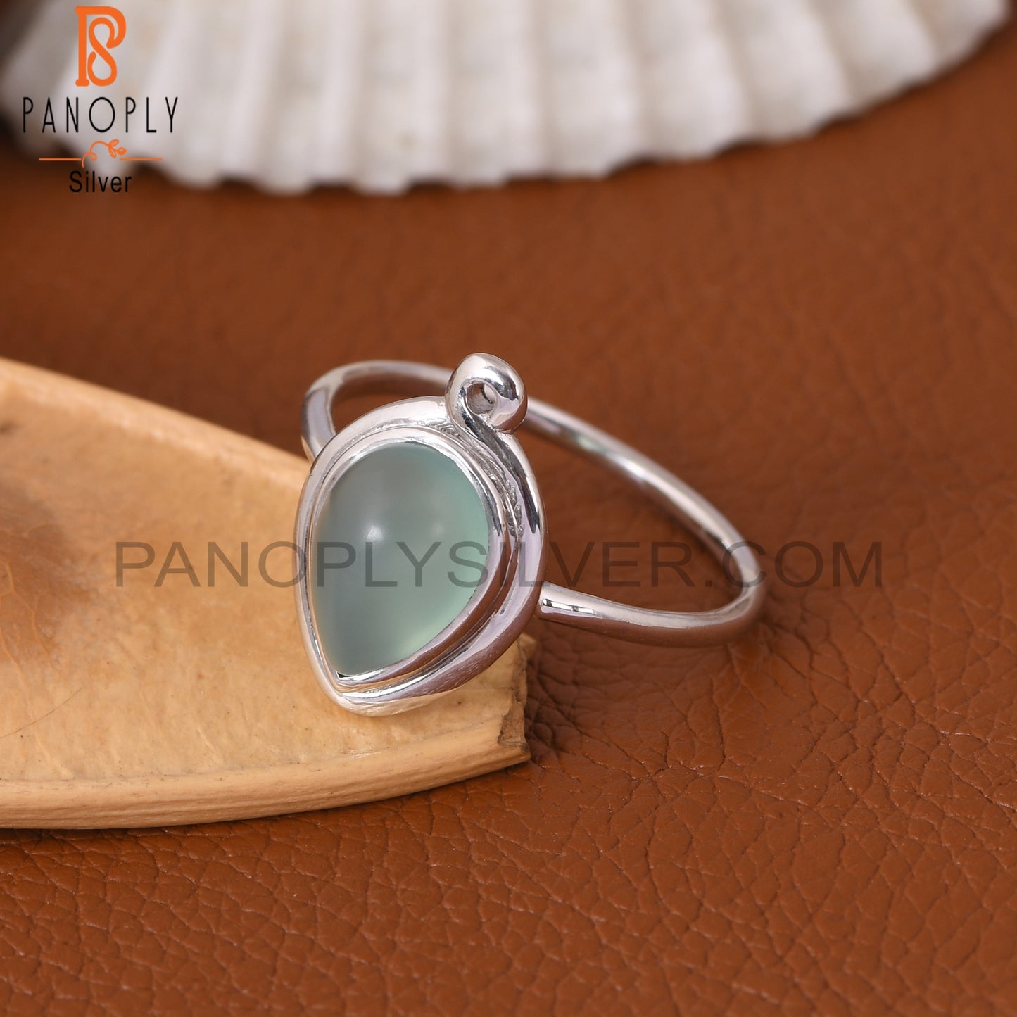 Aqua Chalcedony Gemstone Pear Rings For Women