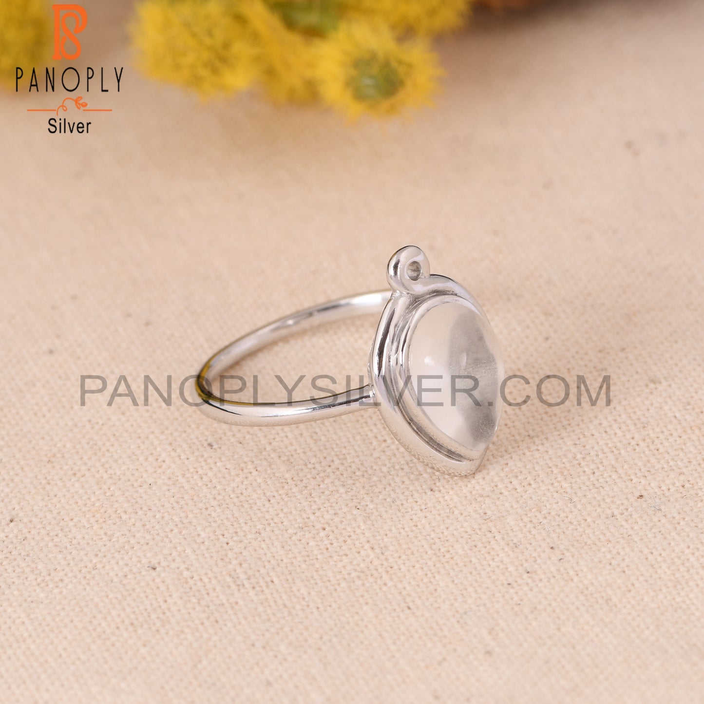 925 Crystal Quartz Gemstone Pear Rings Stackable Rings