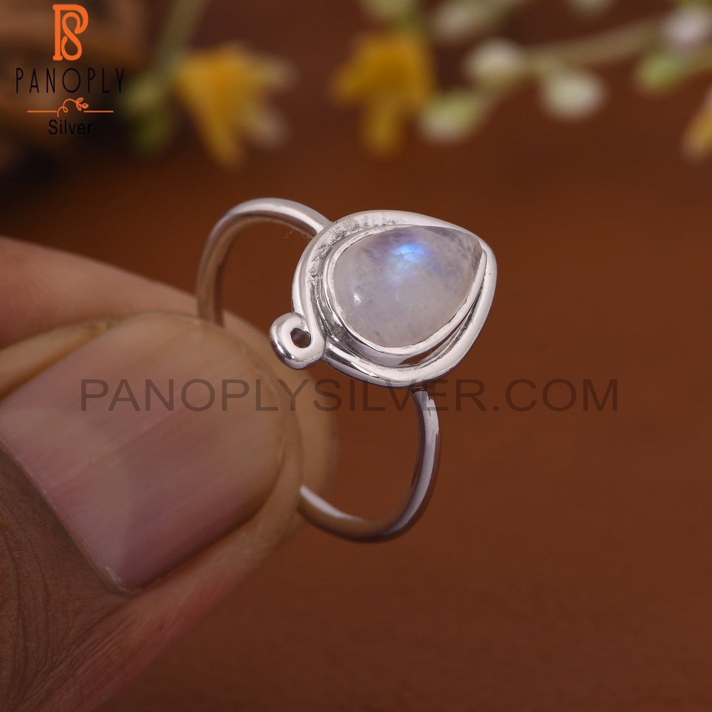 Rainbow Moonstone 925 Silver Rings Customized Jewellery