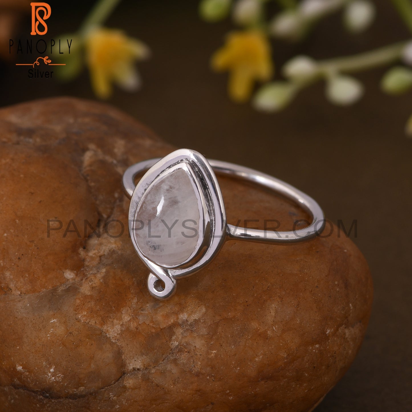 Rainbow Moonstone 925 Silver Rings Customized Jewellery