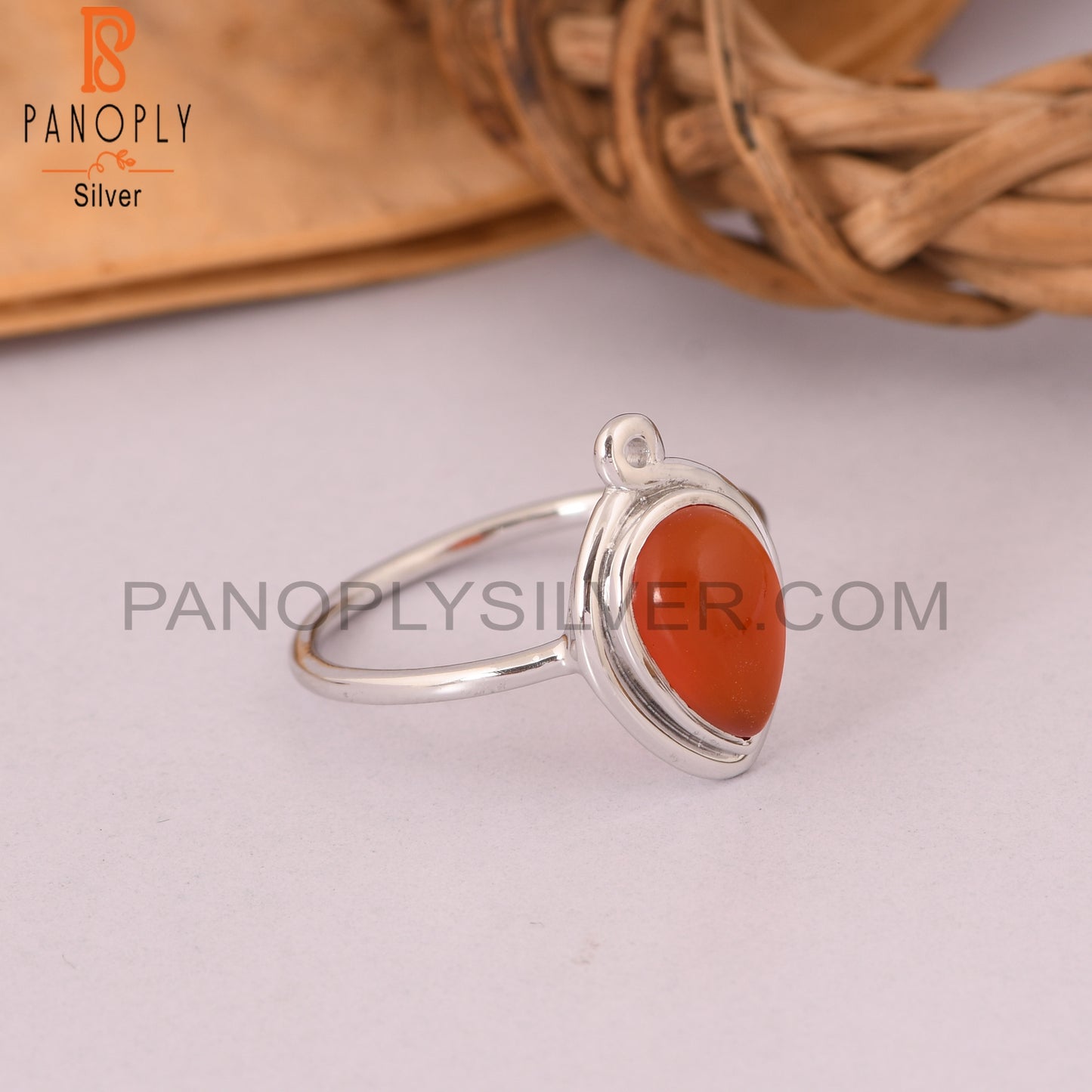 Pear Shape Carnelian 925 Sterling Silver Rings