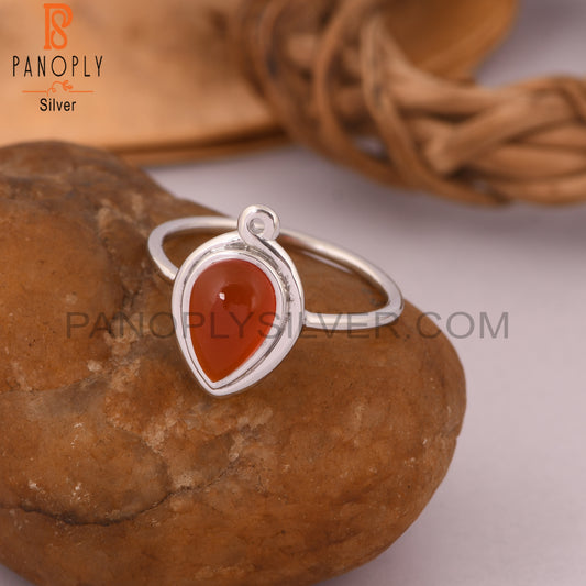 Pear Shape Carnelian 925 Sterling Silver Rings