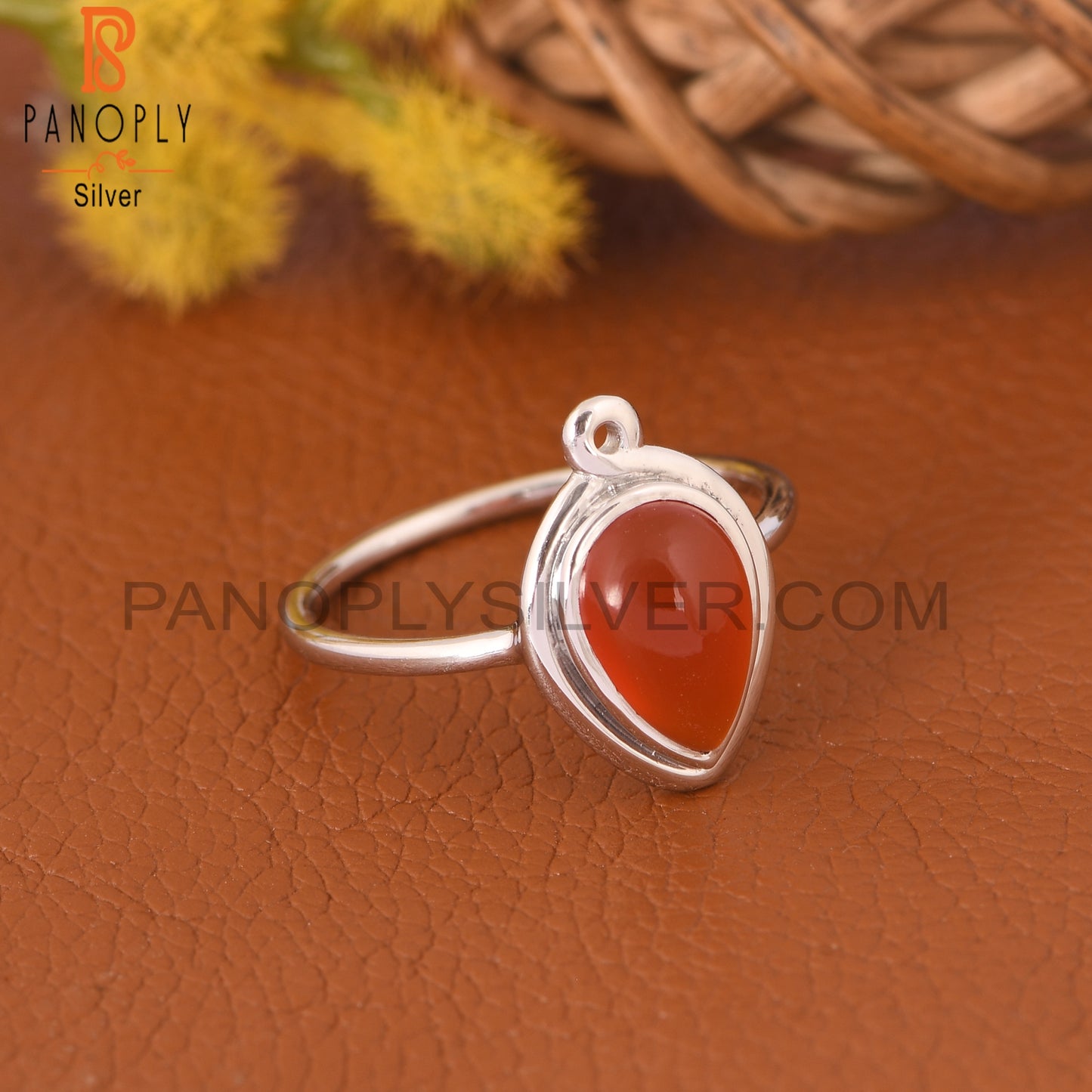 Pear Shape Carnelian 925 Sterling Silver Rings
