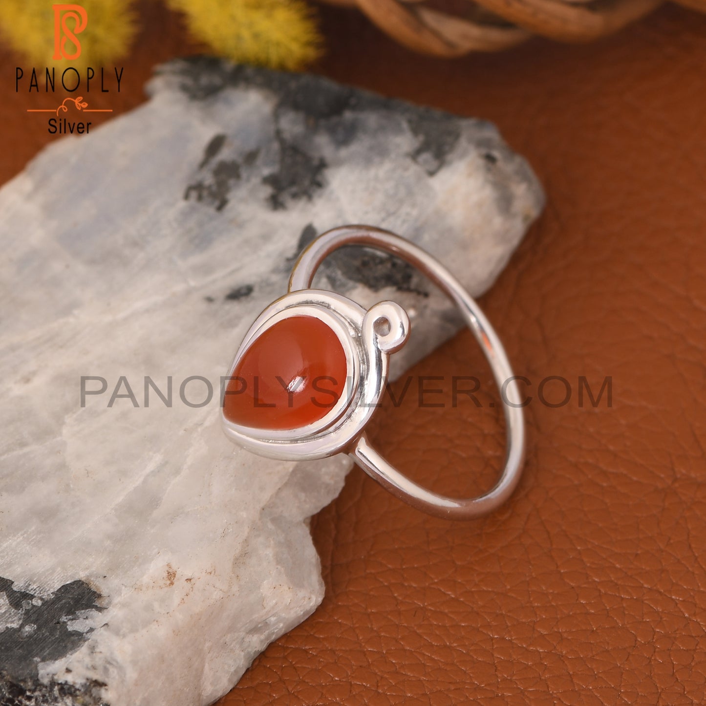 Pear Shape Carnelian 925 Sterling Silver Rings