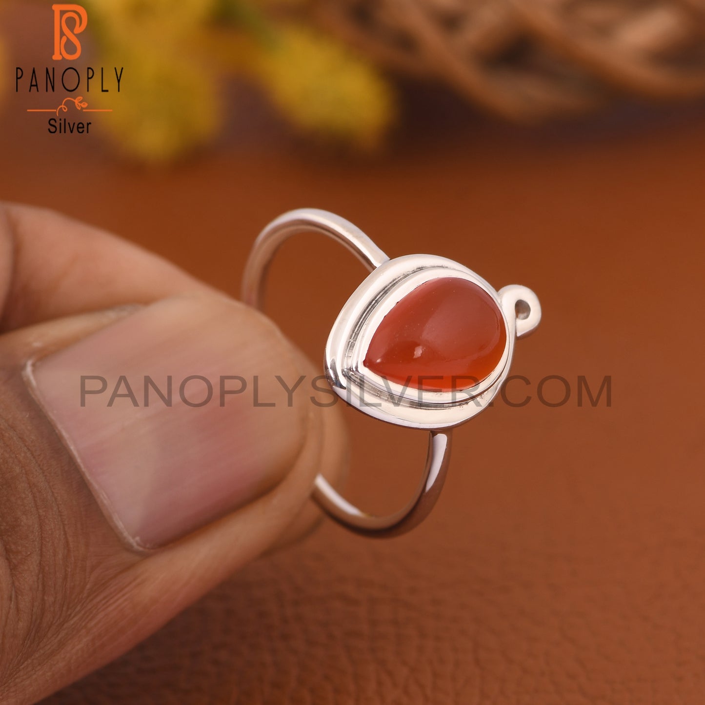 Pear Shape Carnelian 925 Sterling Silver Rings