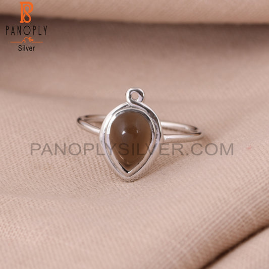 Smoky 925 Silver Pear shape White Rhodium Rings