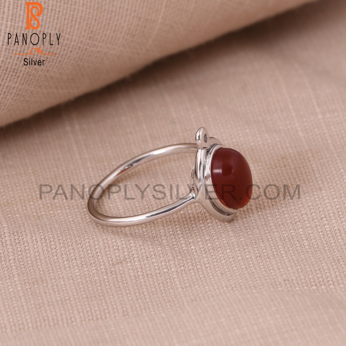 Pear Red Onyx Gem 925 Sterling Silver Rings