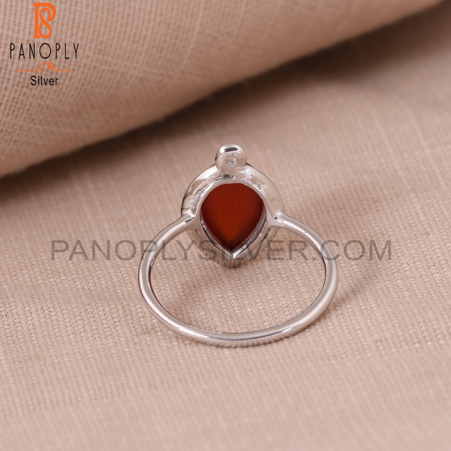 Pear Red Onyx Gem 925 Sterling Silver Rings