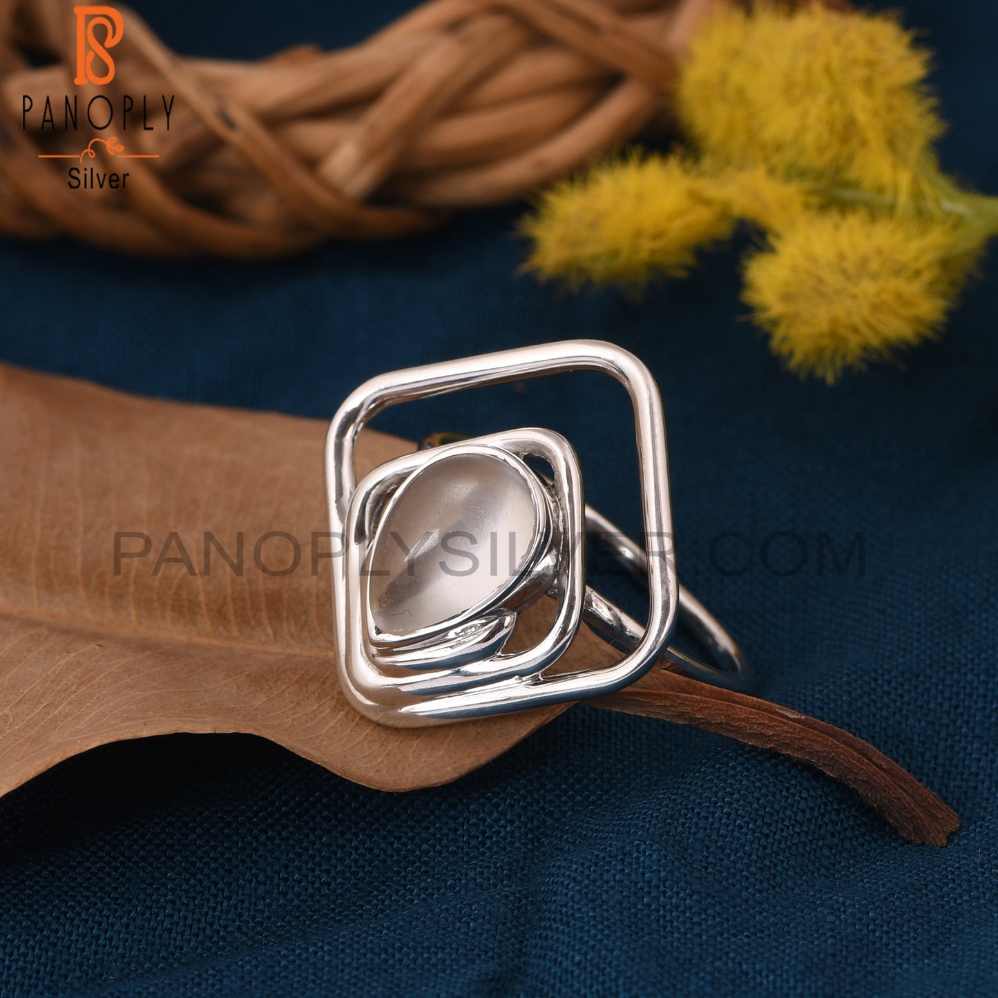 Crystal Quartz Square & Pear Shape Gemstone Rings