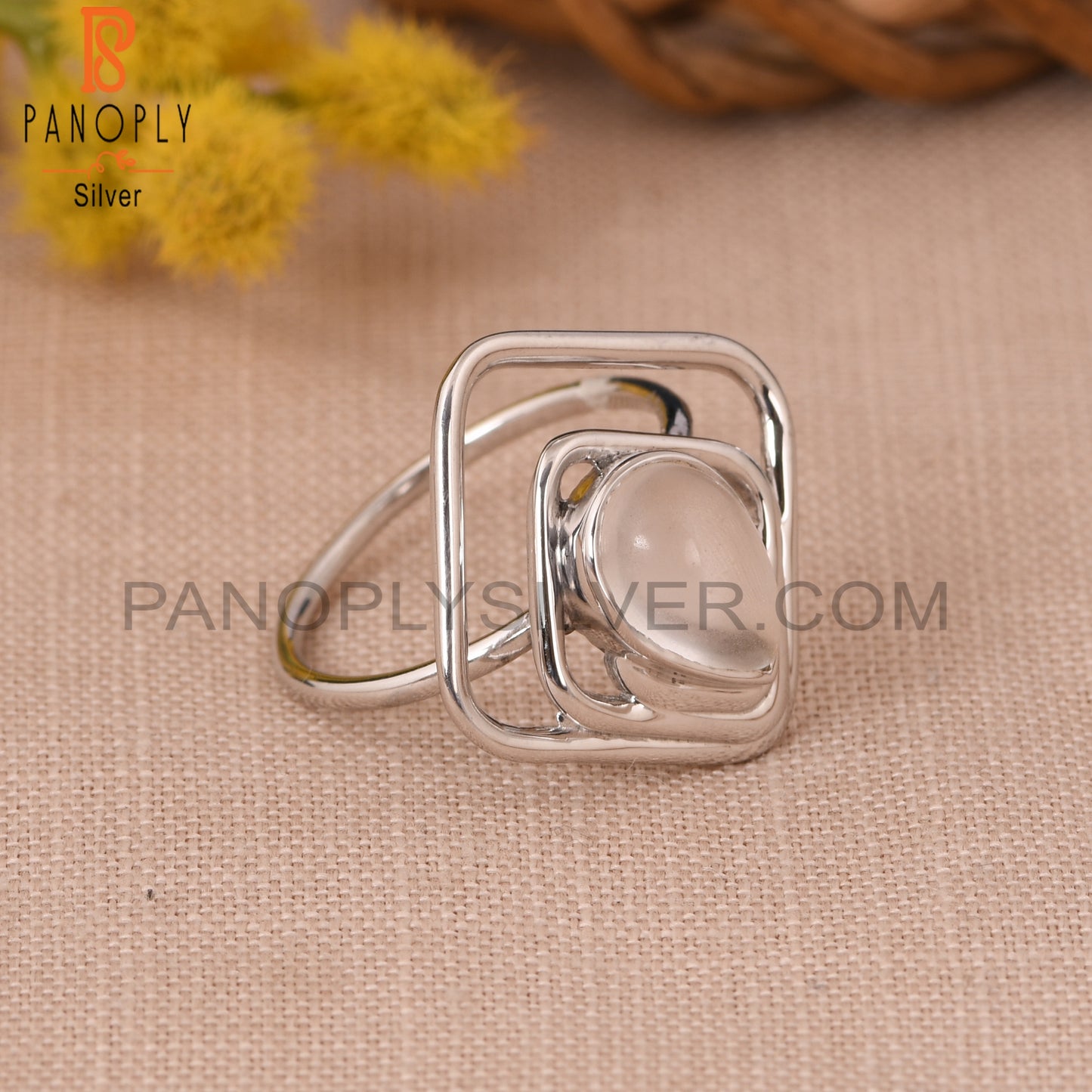 Crystal Quartz Square & Pear Shape Gemstone Rings