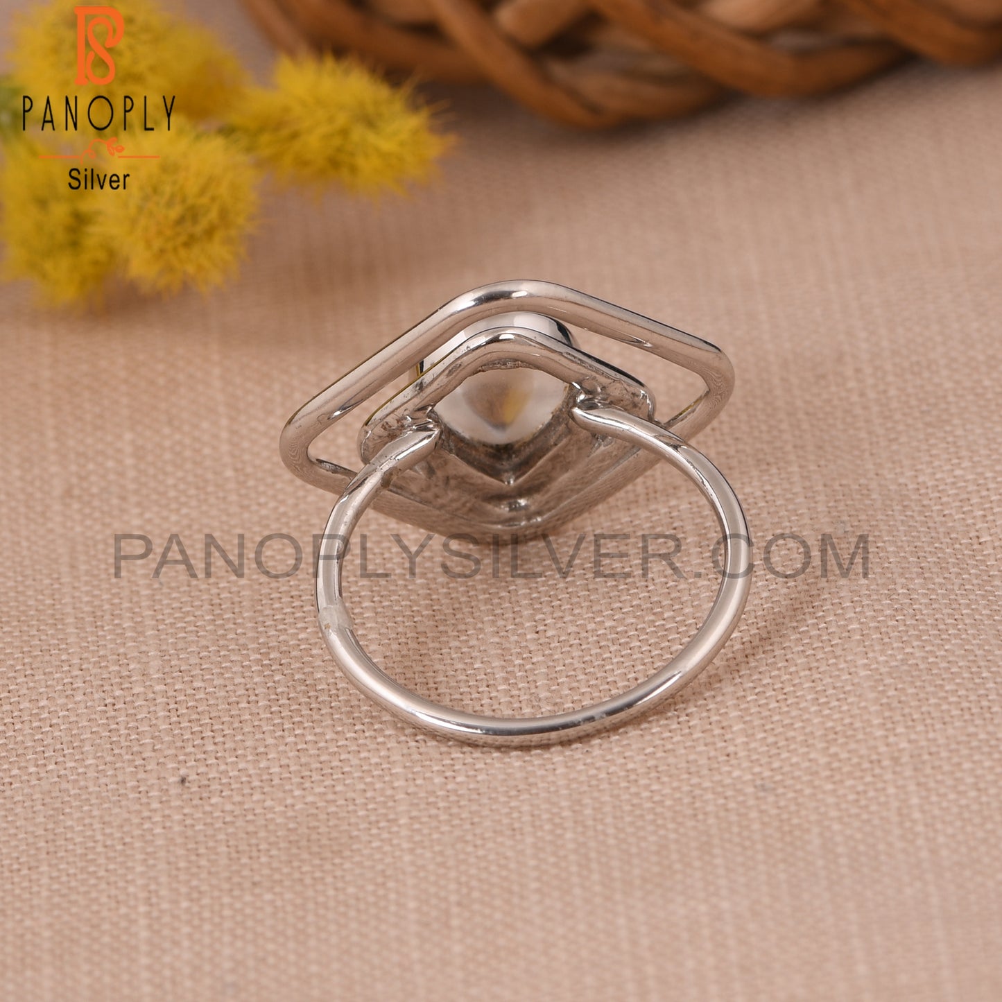 Crystal Quartz Square & Pear Shape Gemstone Rings