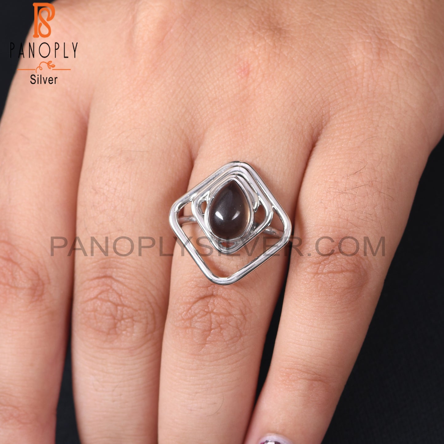 Natural Black Onyx 925 Sterling Silver Square Rings