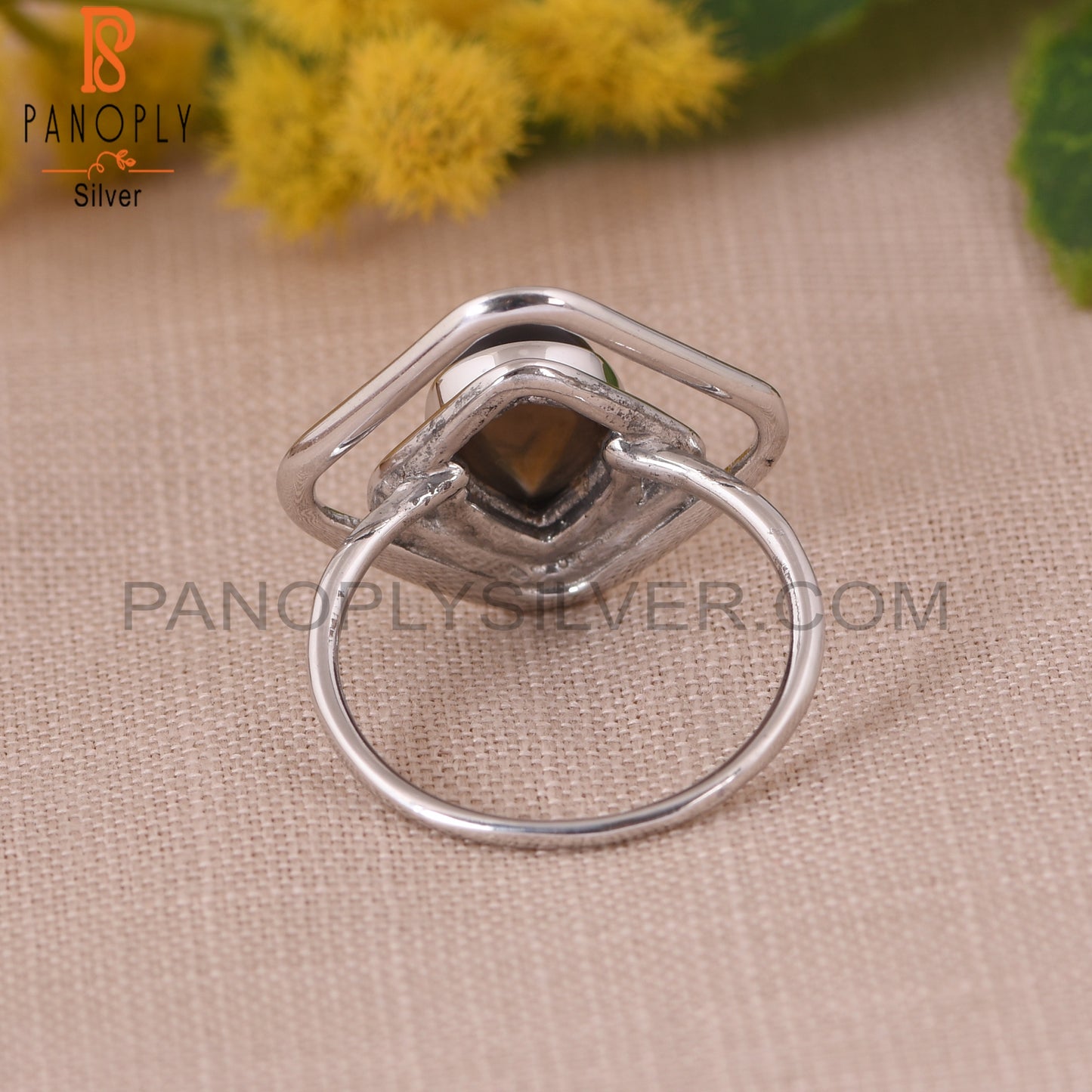 Smoky 925 Silver Gemstone Women Vintage Rings