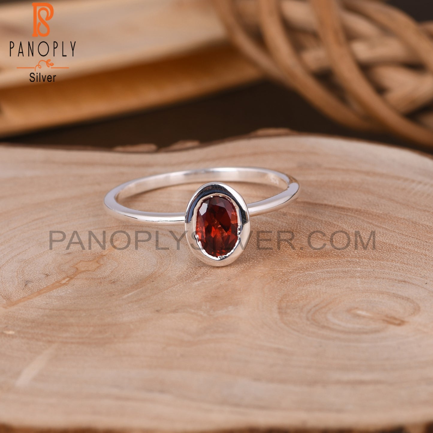 Garnet Oval Shape 925 Sterling Silver Beautiful Rings