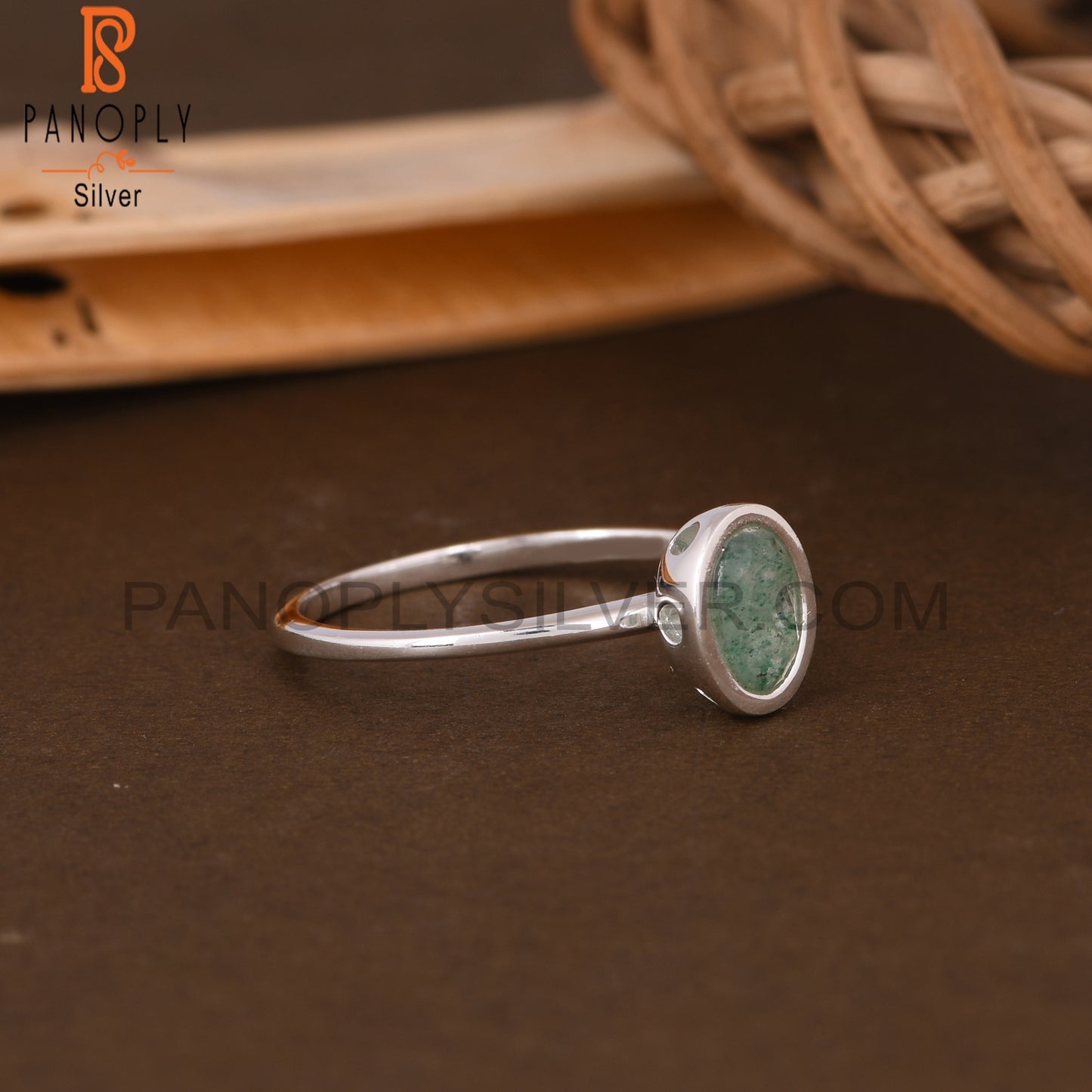 Green Strawberry Quartz Oval 925 Sterling Silver Rings