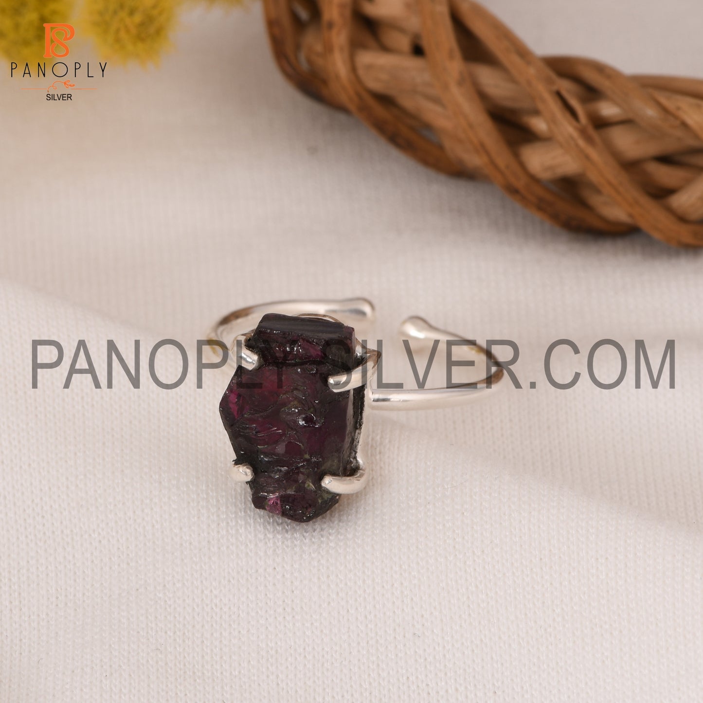 925 Silver Garnet Adjustable Prong Set Rings