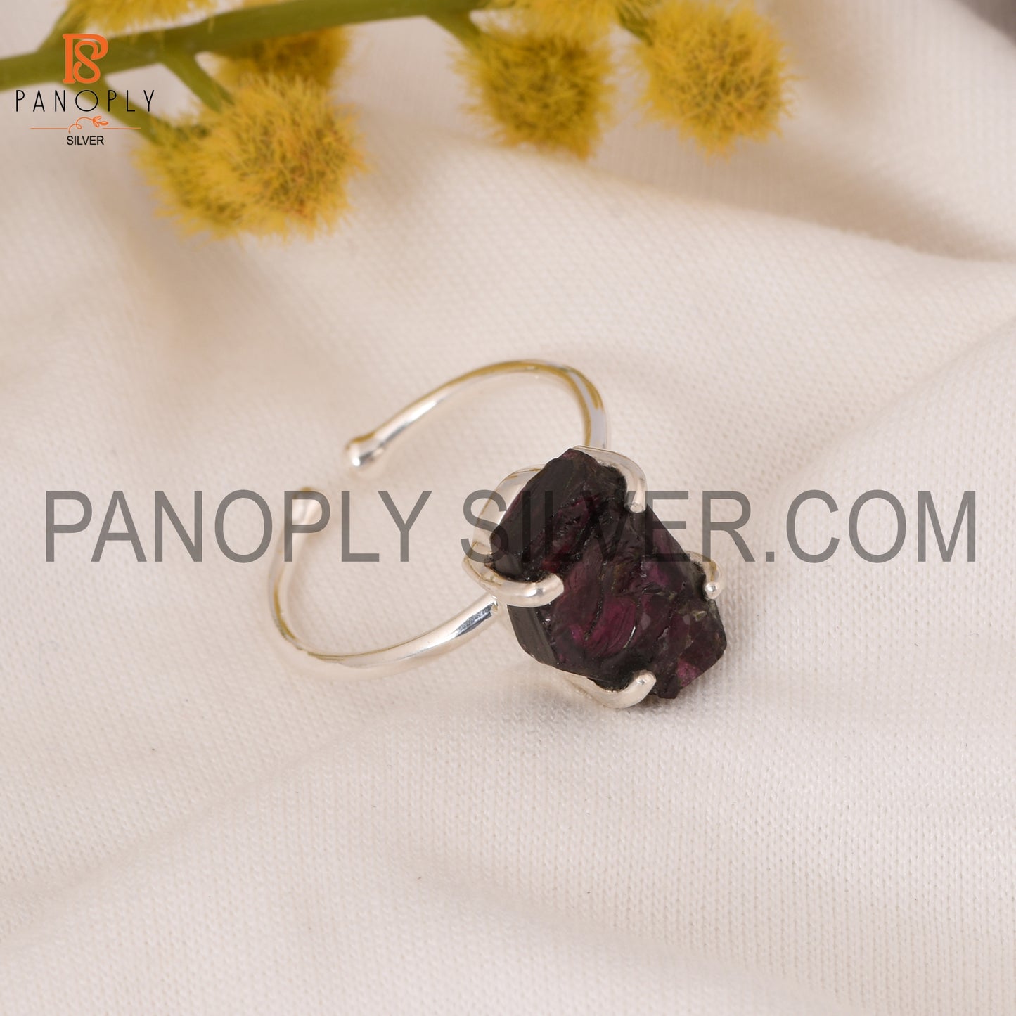 925 Silver Garnet Adjustable Prong Set Rings
