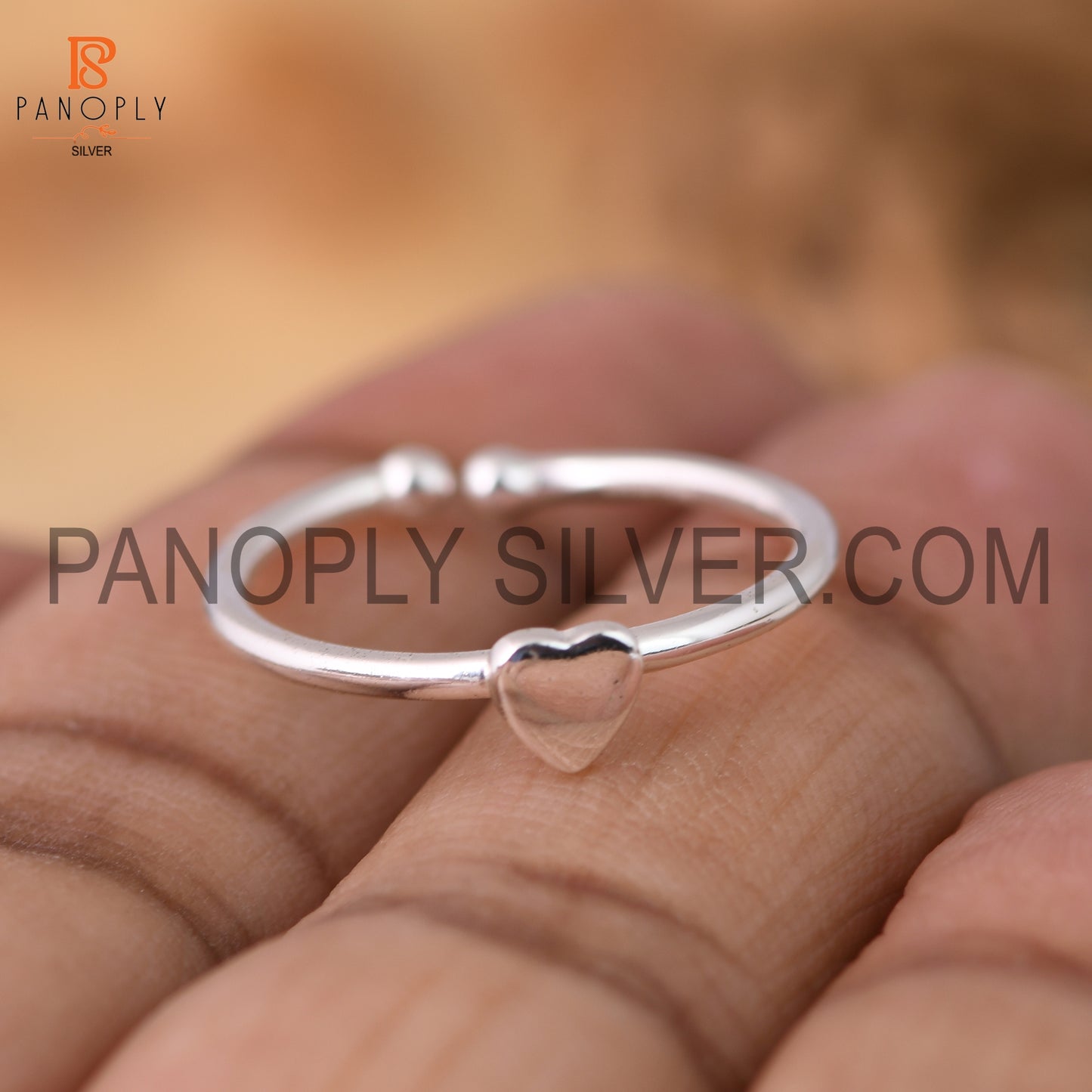 925 Silver Tiny Heart Adjustable Promise Rings