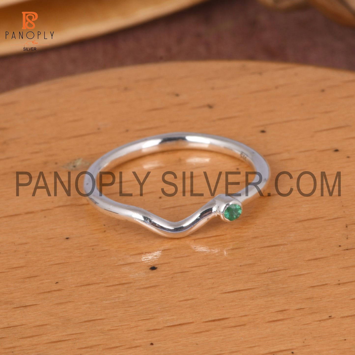 Emerald 925 Silver Rings, Curved Wedding Band Ring