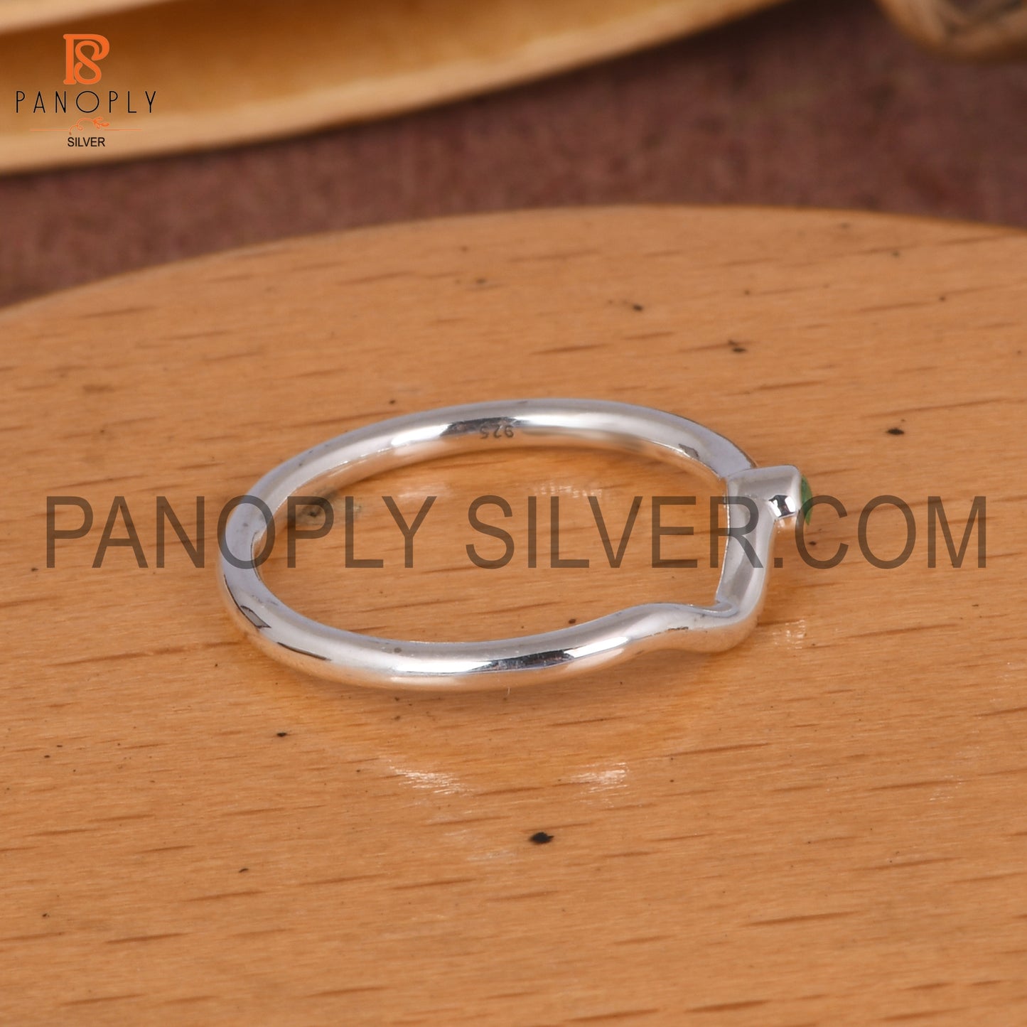 Emerald 925 Silver Rings, Curved Wedding Band Ring