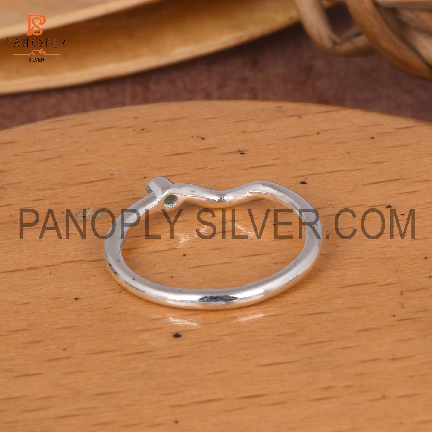 Emerald 925 Silver Rings, Curved Wedding Band Ring