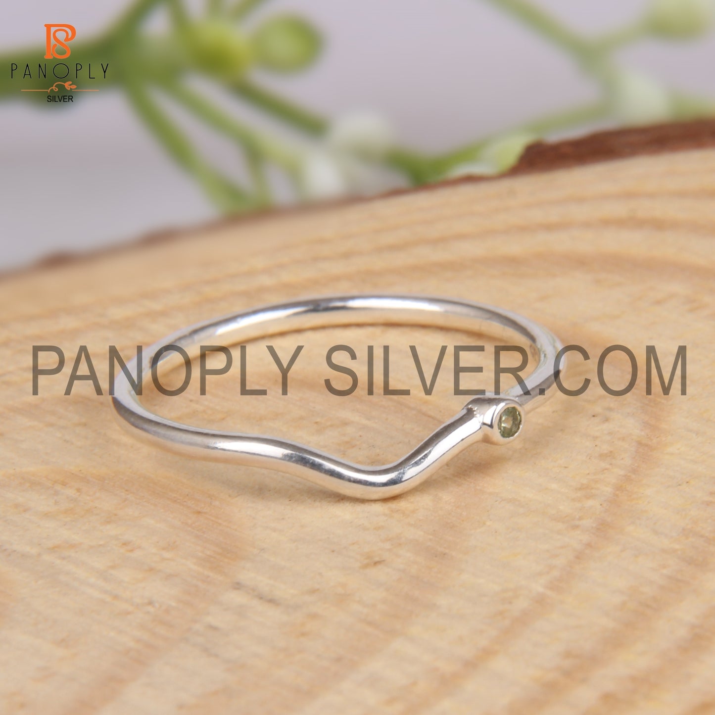 Peridot 925 Silver Green Gemstone Curve Band Rings