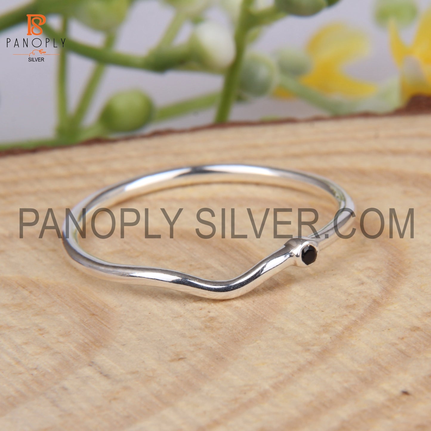 Minimalist Black Spinal Rings, 925 Sterling Silver Ring