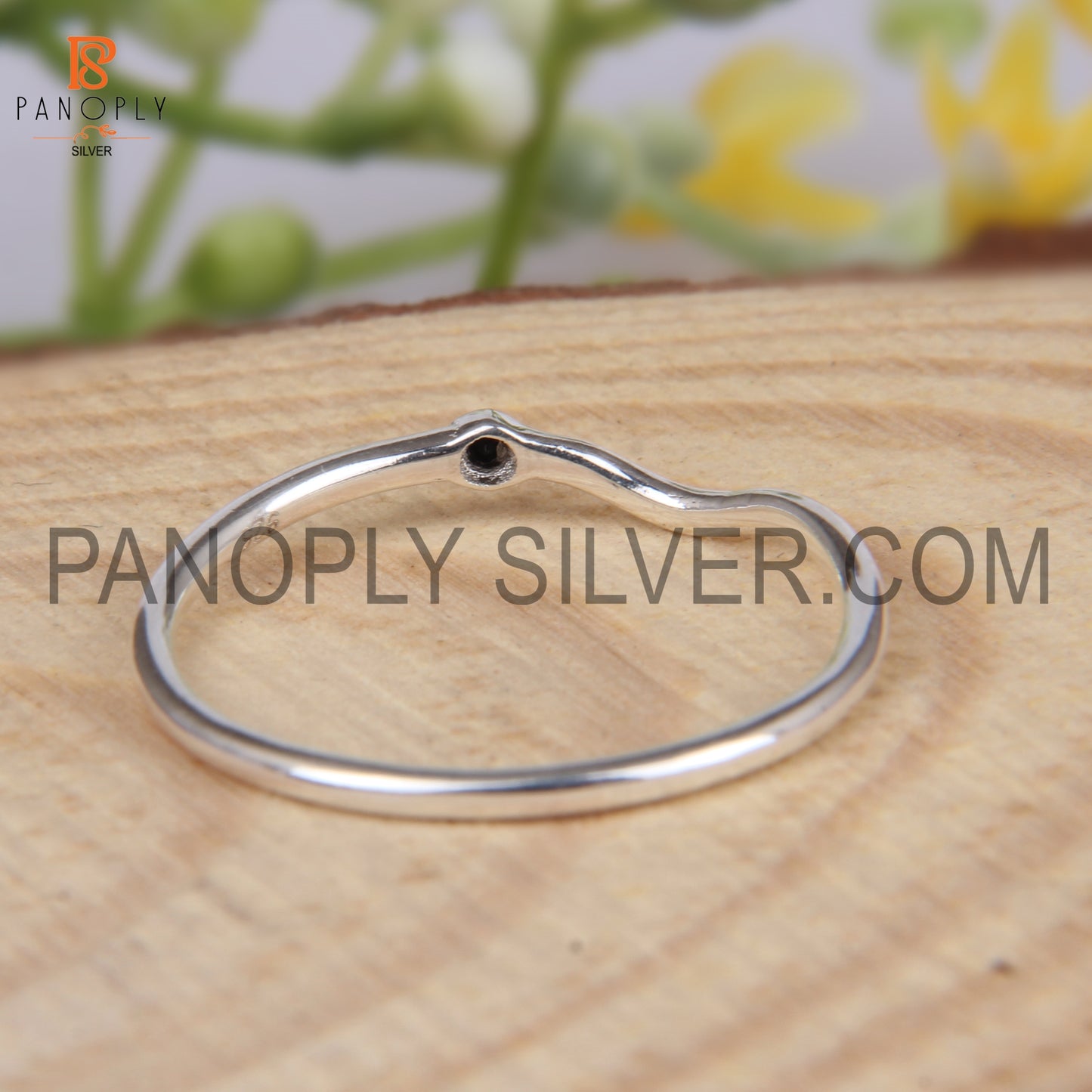 Minimalist Black Spinal Rings, 925 Sterling Silver Ring
