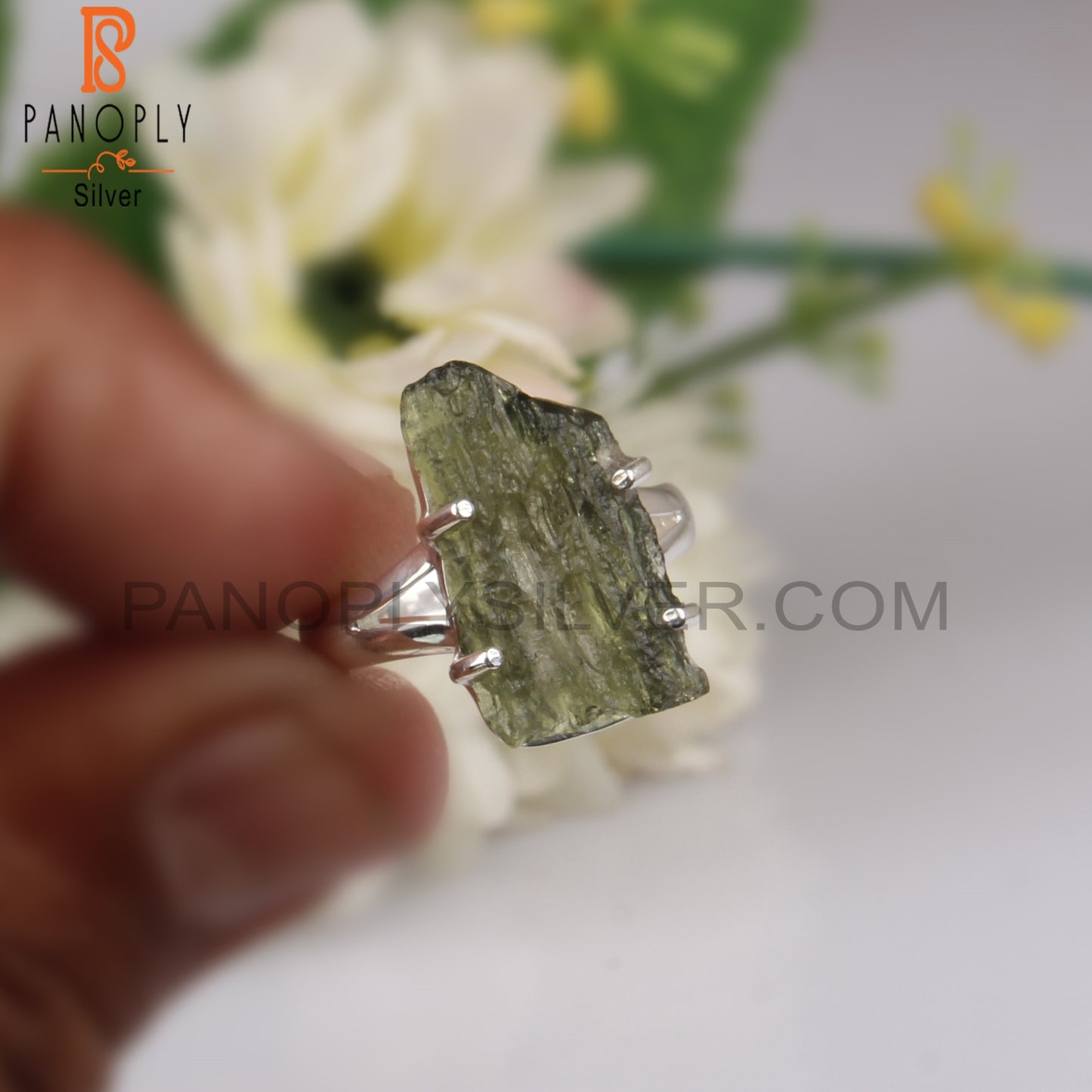 Rough Moldavite 925 Sterling Silver Rings For Christmas