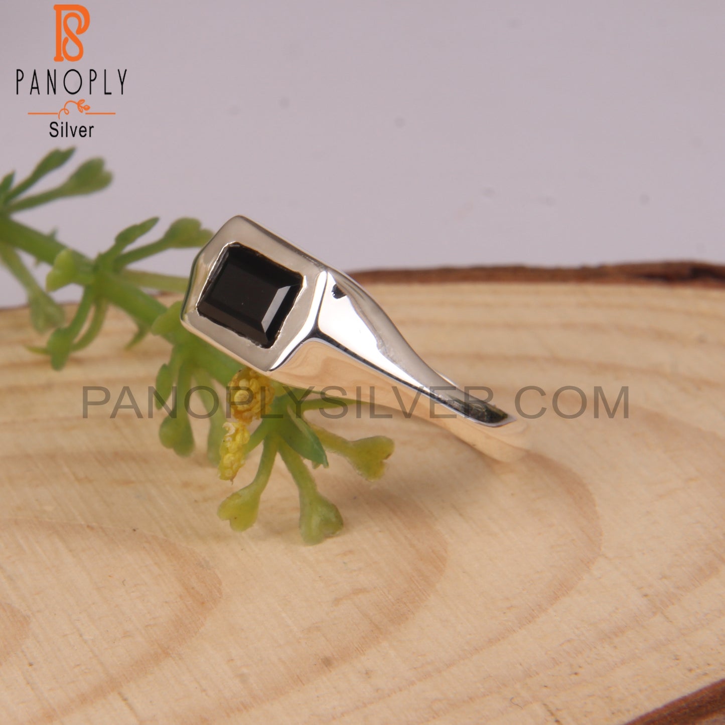 Black Spinal Beguette Shape 925 Sterling Silver Rings