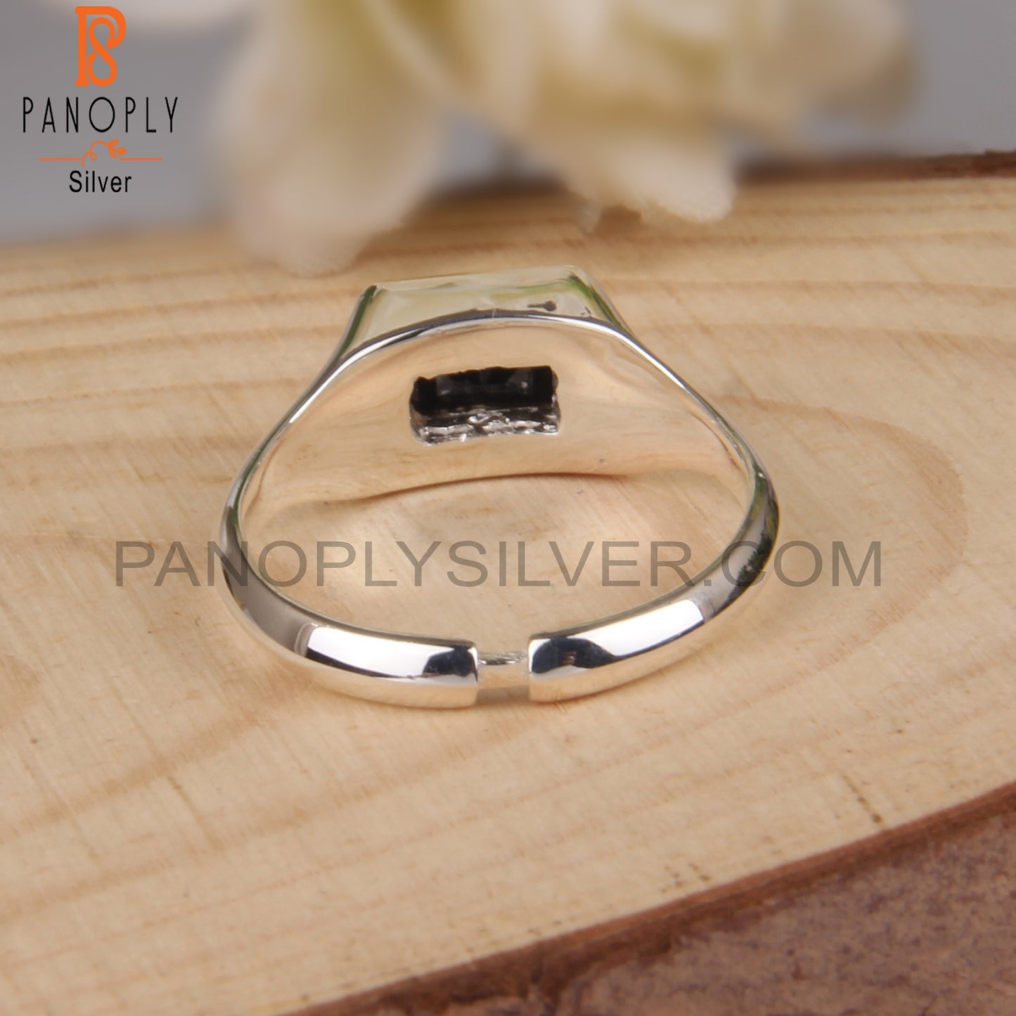 Black Spinal Beguette Shape 925 Sterling Silver Rings