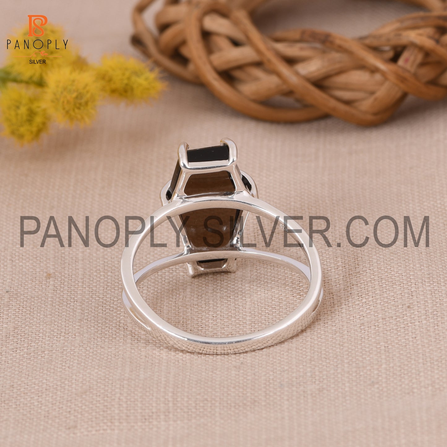 Coffin 925 Sterling Silver Smoky Quartz Gemstone Rings