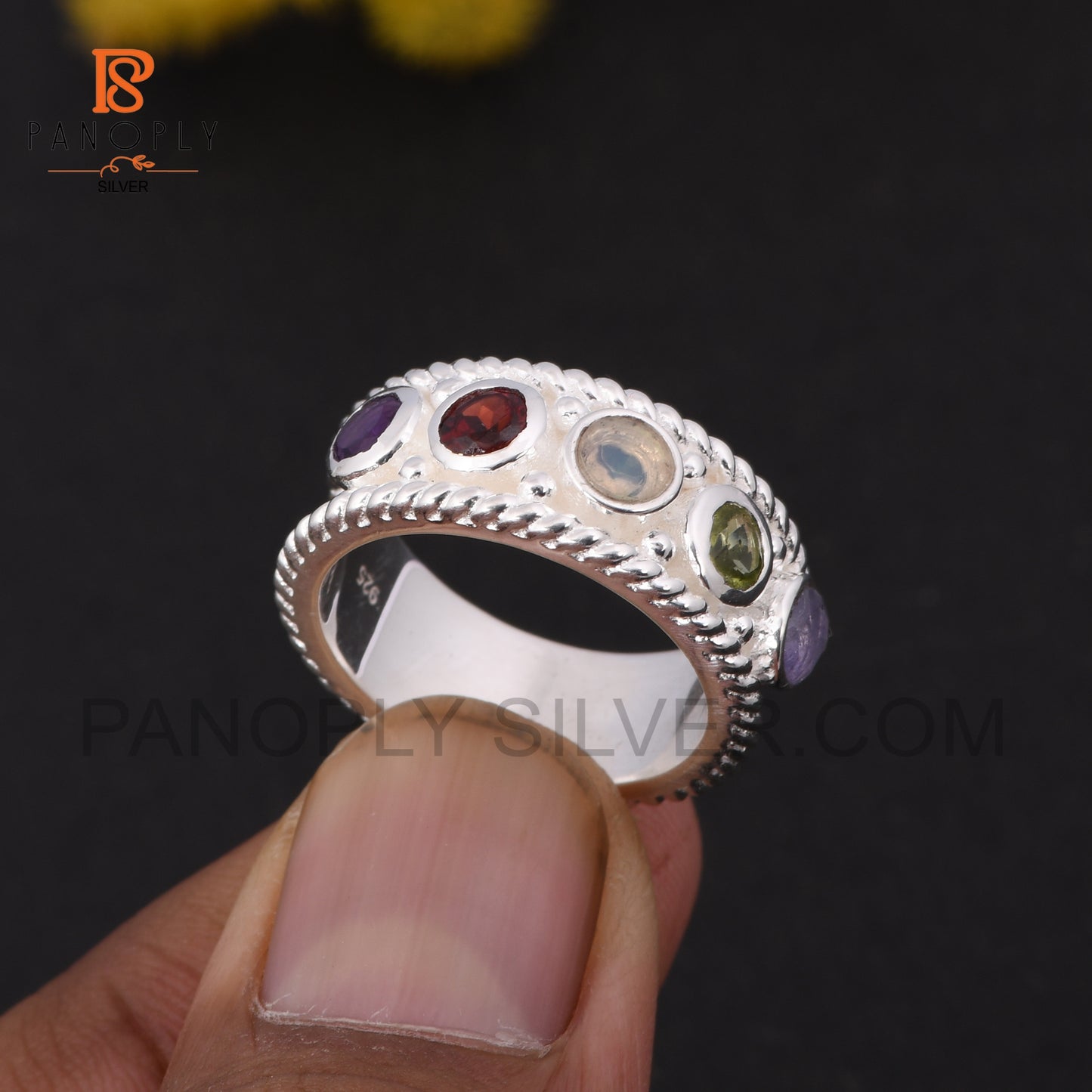 Eternity Dome Band 925 Silver Gemstone Ring