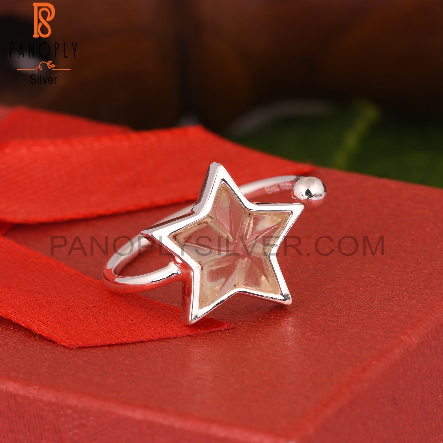 Citrine Star 925 Sterling Silver Ring