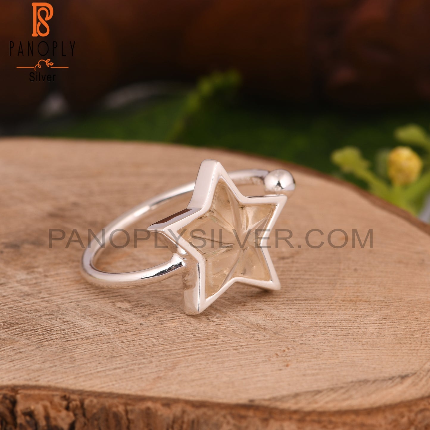 Citrine Star 925 Sterling Silver Ring