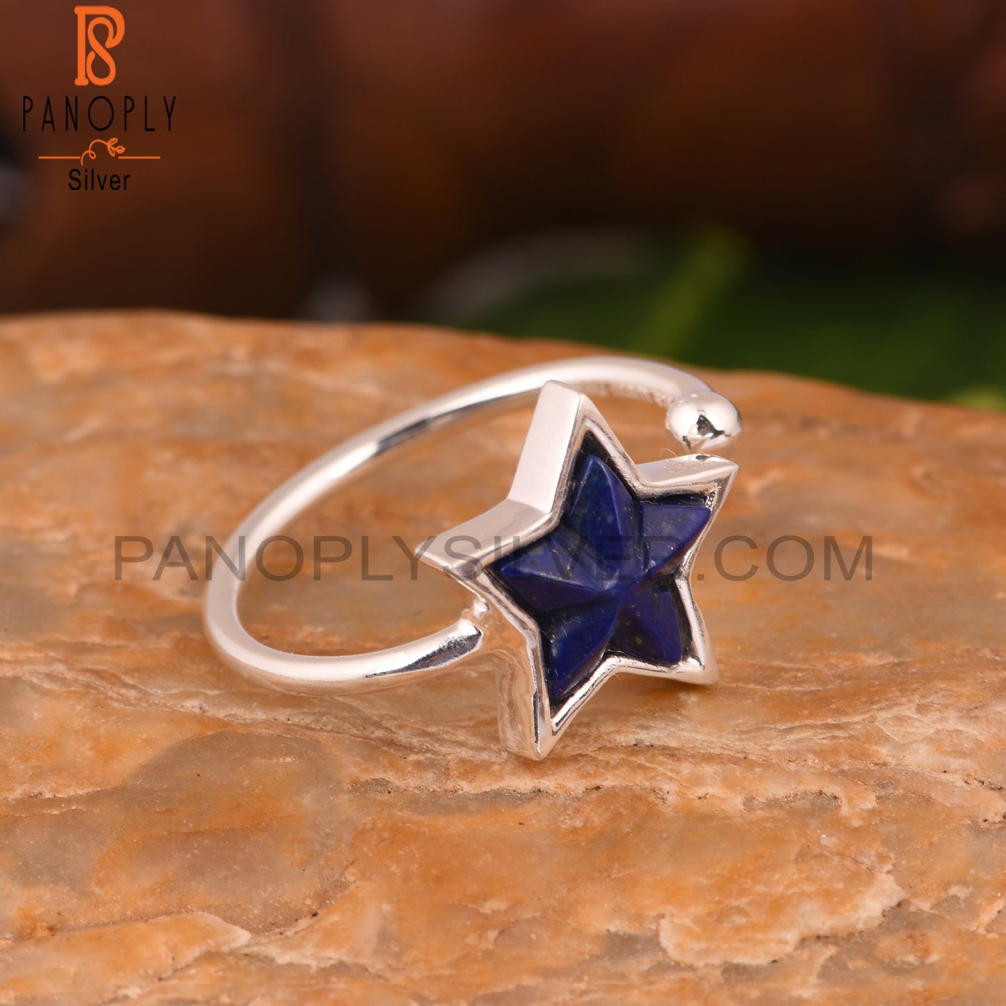 Lapis Lazuli Star 925 Sterling Silver Adjustable Ring