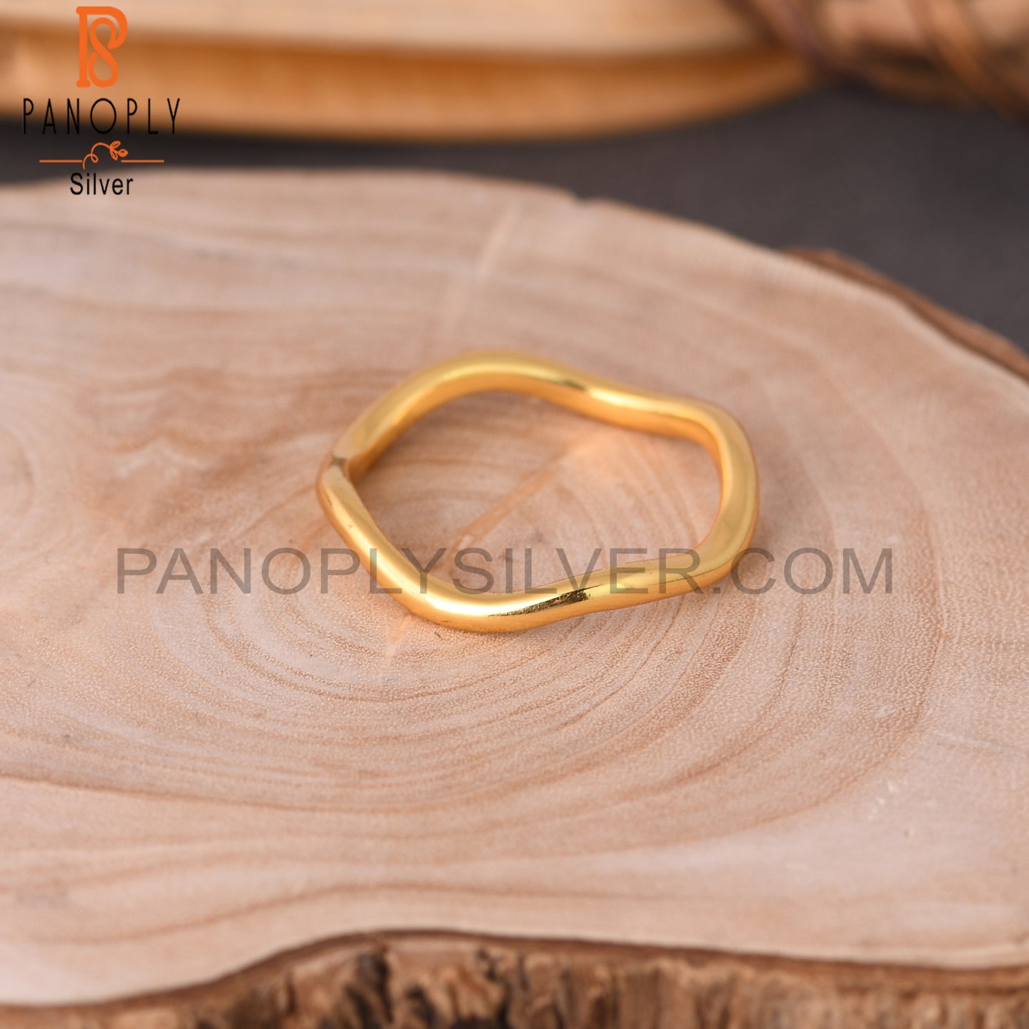 Wave Gold Plated Stackable Rings