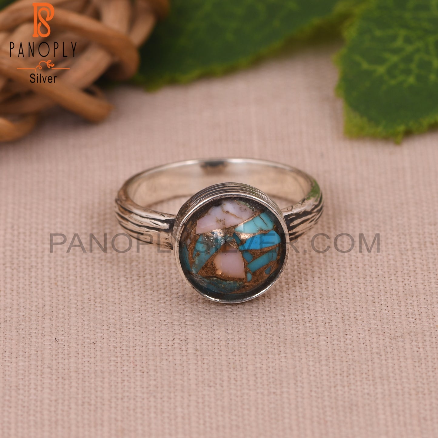 Mojave Copper Pink Opal 925 Stamp Sterling Silver Ring