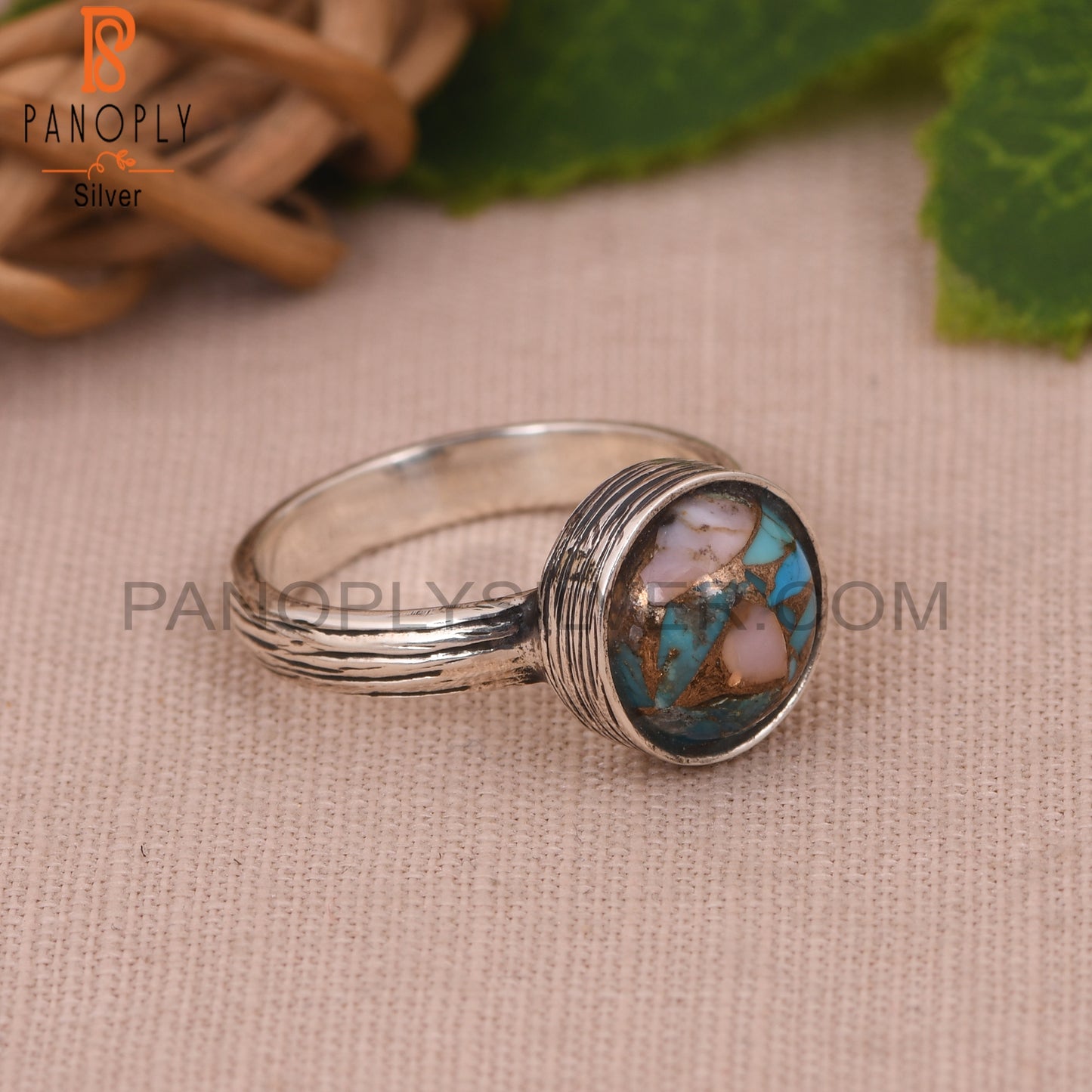 Mojave Copper Pink Opal 925 Stamp Sterling Silver Ring