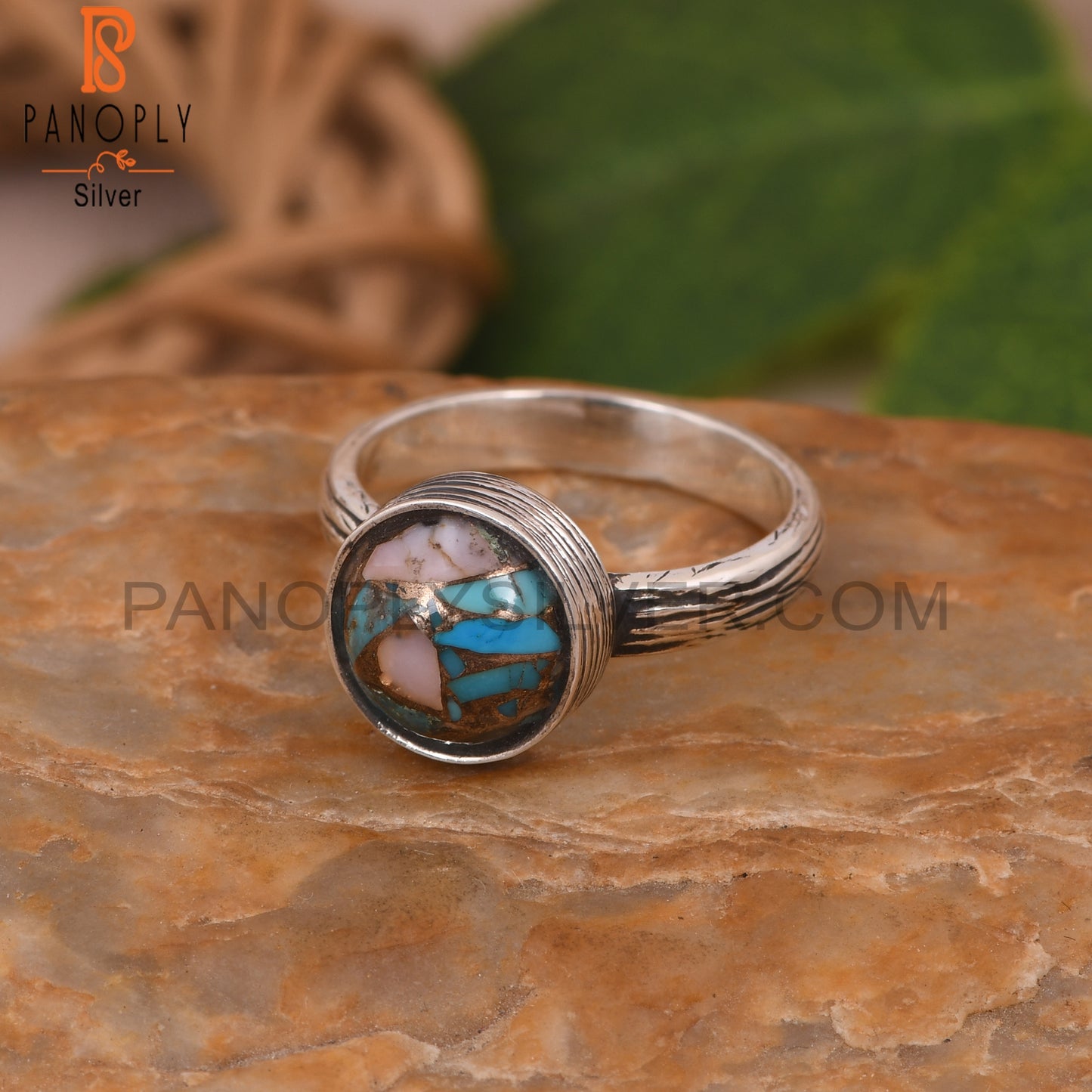 Mojave Copper Pink Opal 925 Stamp Sterling Silver Ring