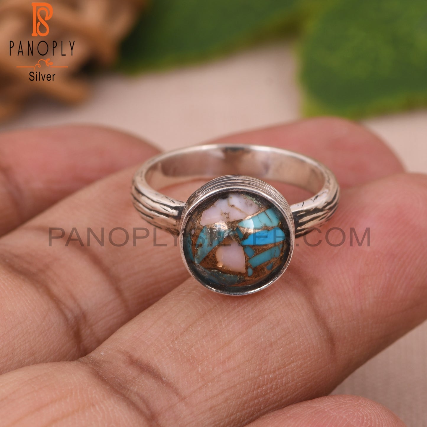 Mojave Copper Pink Opal 925 Stamp Sterling Silver Ring