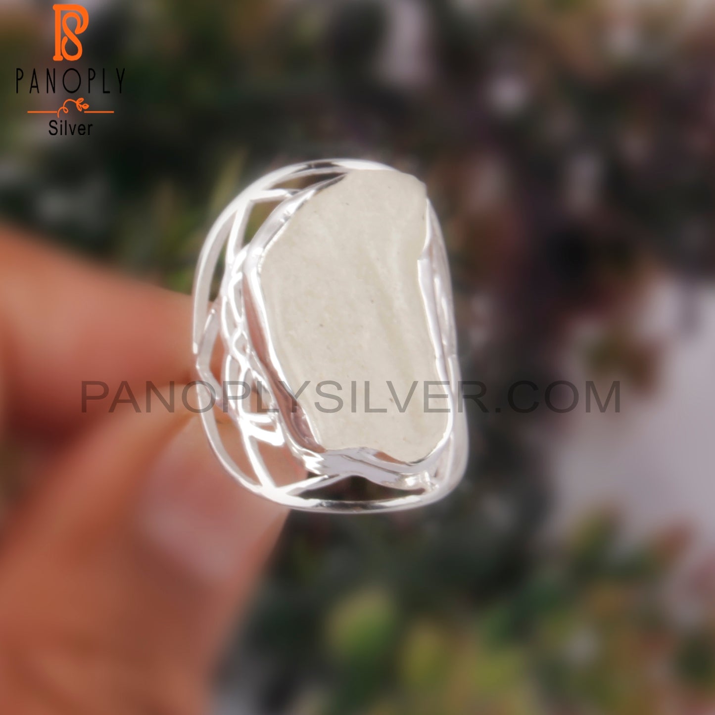Libyan Desert Glass 925 Sterling Silver Flower Ring