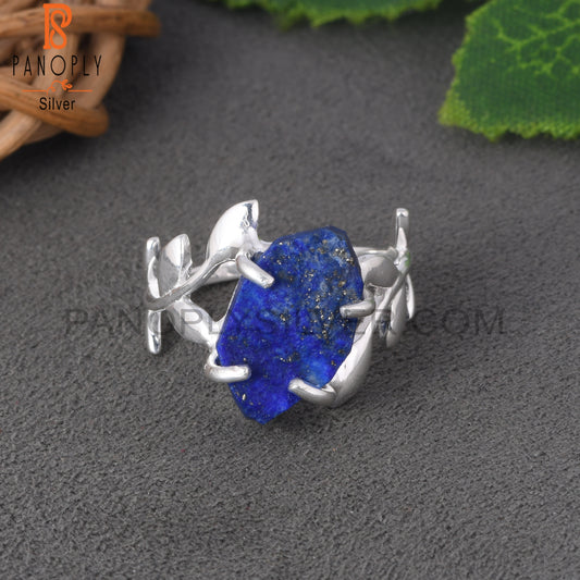 Lapis Raw Leaf With Branch Rings