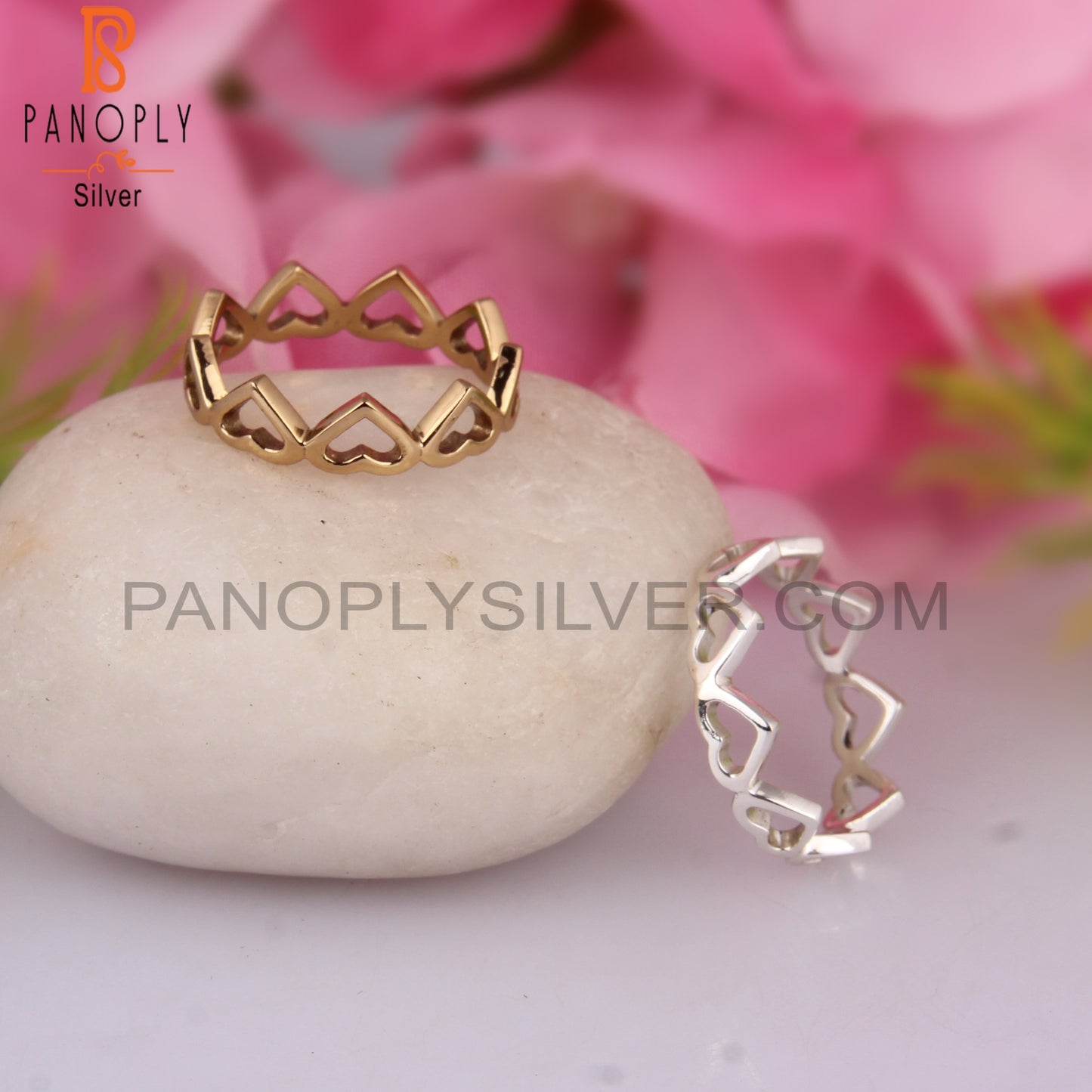 925 Quality Double Heart Band Couple Promise Rings