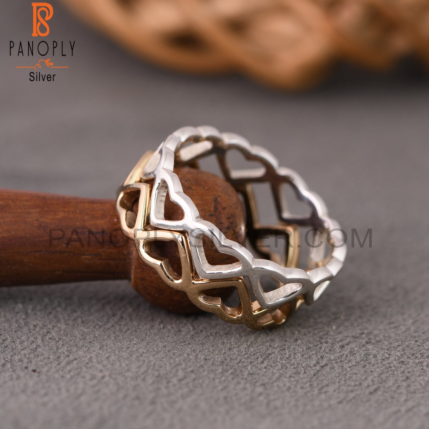 925 Quality Double Heart Band Couple Promise Rings