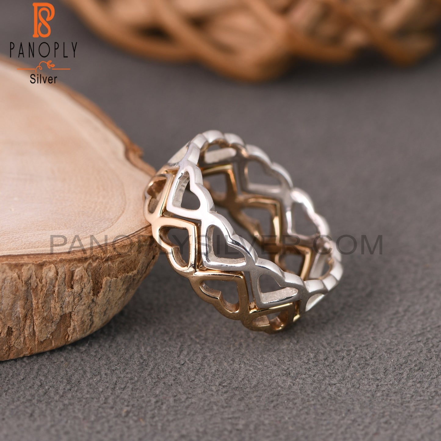 925 Quality Double Heart Band Couple Promise Rings